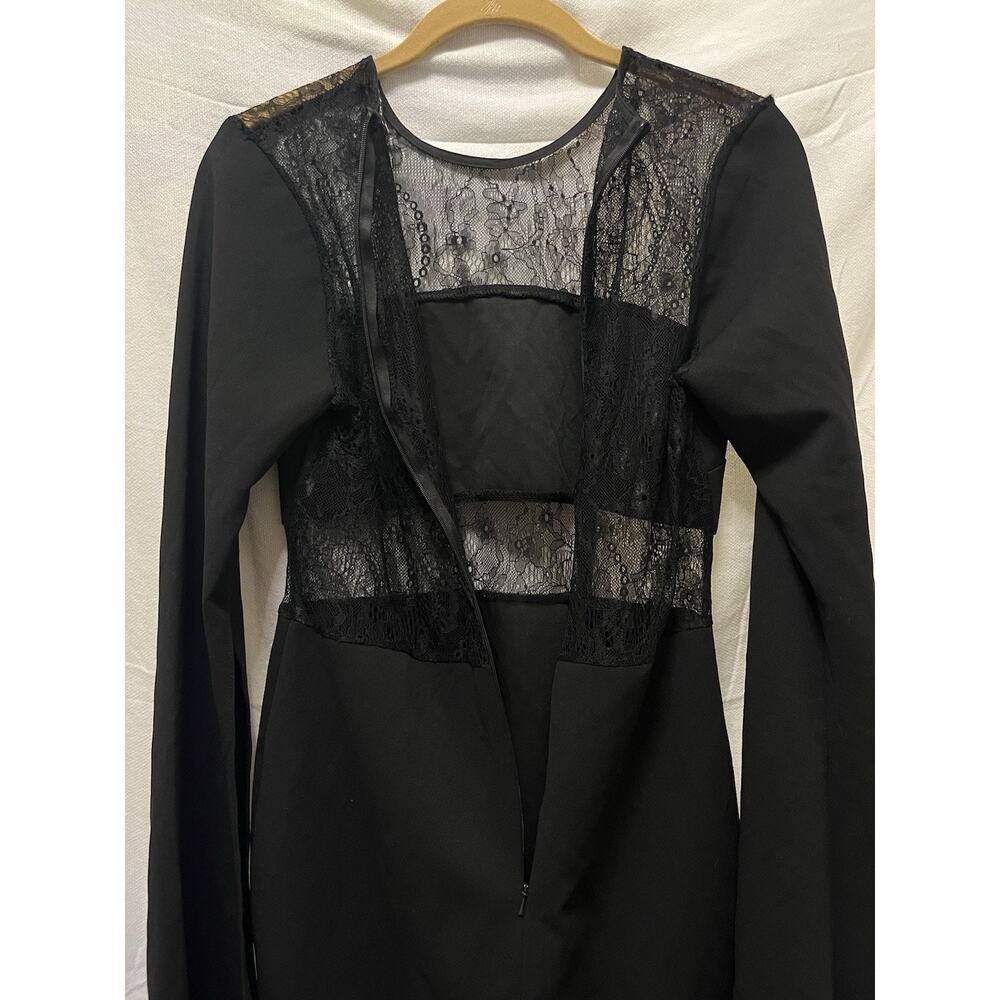 John Zack Tall Black Lace Dress With Split Sleeves US 8 UK 12 Witchy Whimsigoth - Picture 8 of 13